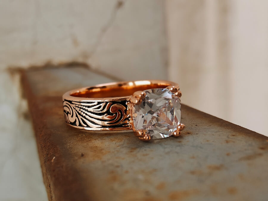 western wide band engagement rings