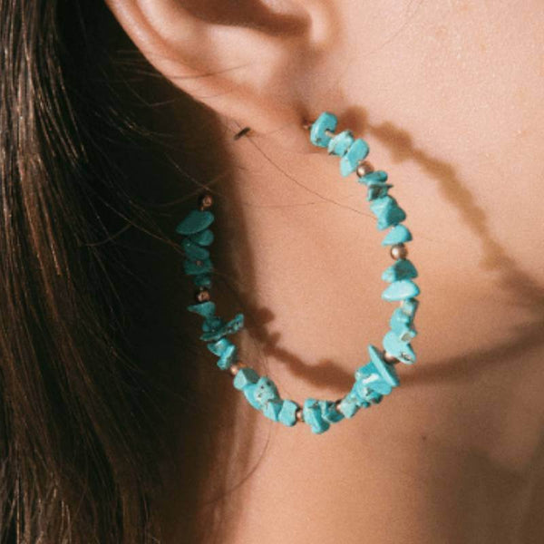 Irregular Turquoise Big Hoop Earrings