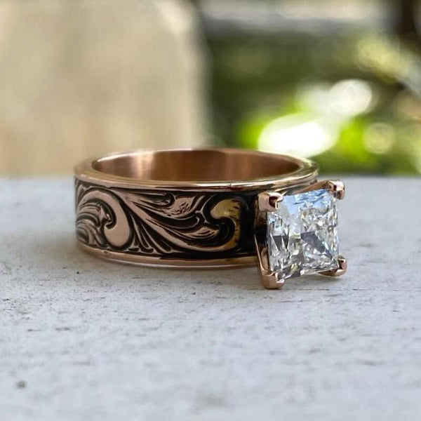 Women Rose Gold Diamond Western Wedding Ring