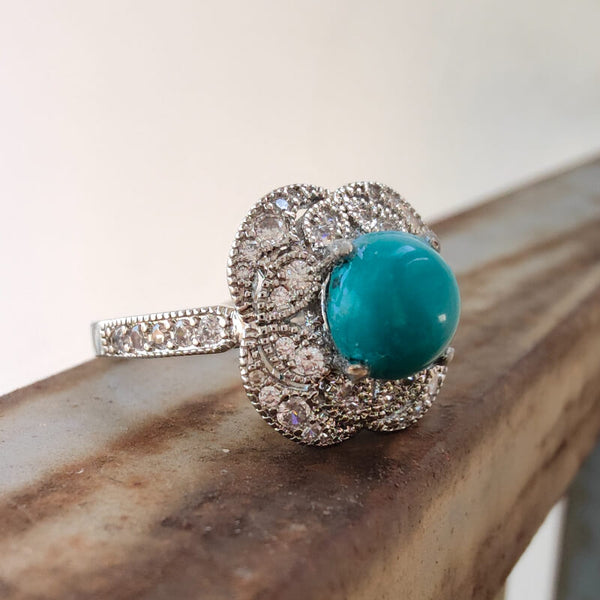 Vintage Round Engagement Women Turquoise Ring