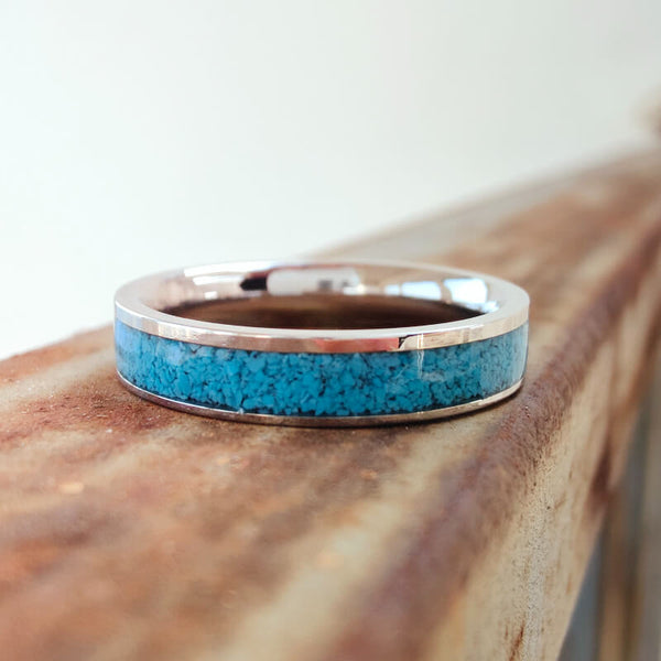 4mm Steel Turquoise Minimalism Band Ring