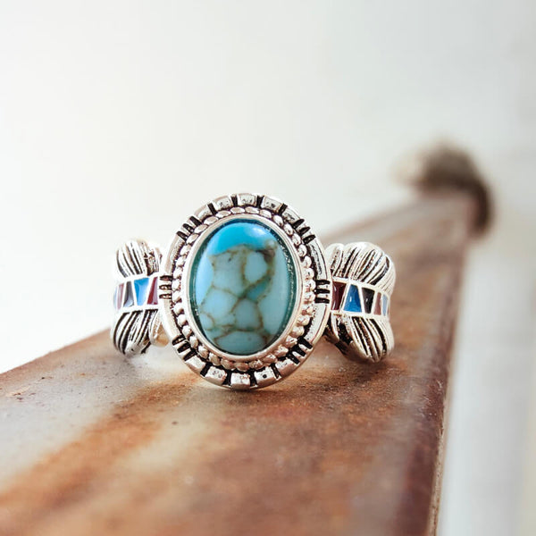 Turquoise Eagle Feather Ring