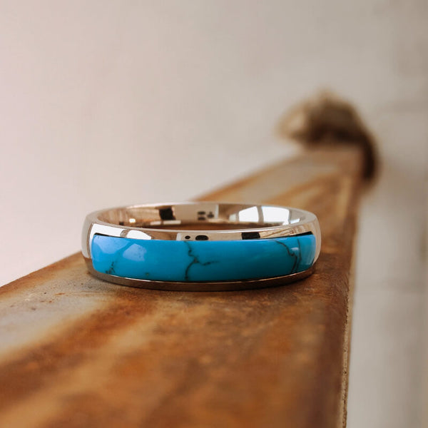 Turquoise Steel Band Ring