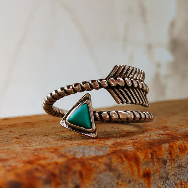 Triangle Turquoise Arrow Rings