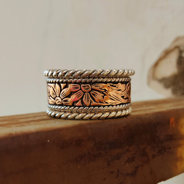 3pc Rose Edge Rose Gold Men's Western Wedding Bands