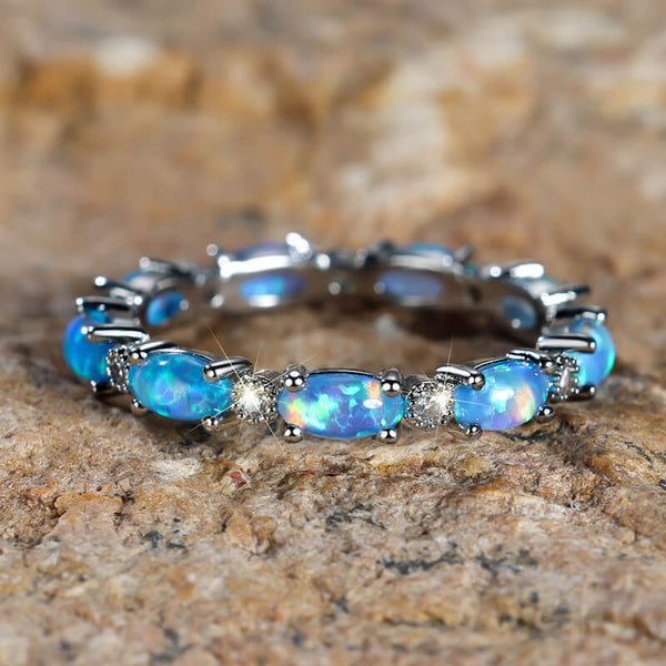 Opal Diamond Band Rings
