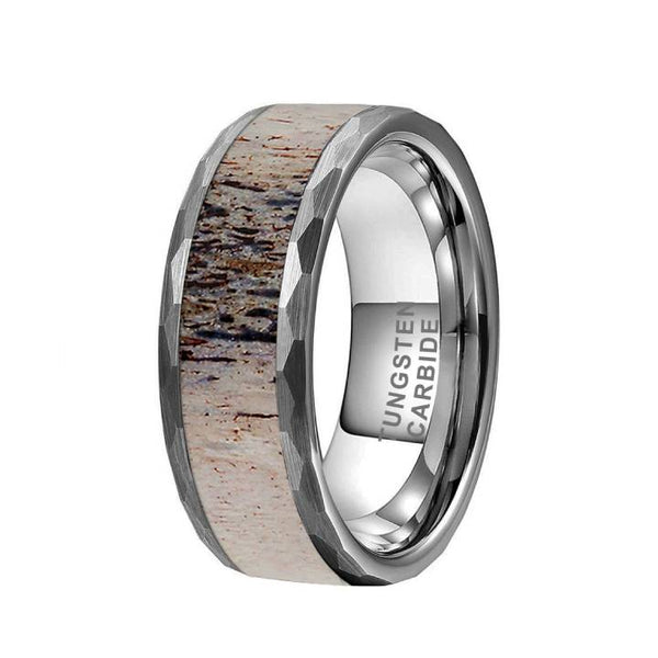 8mm Men's Tungsten  Antler Inlay Band Ring
