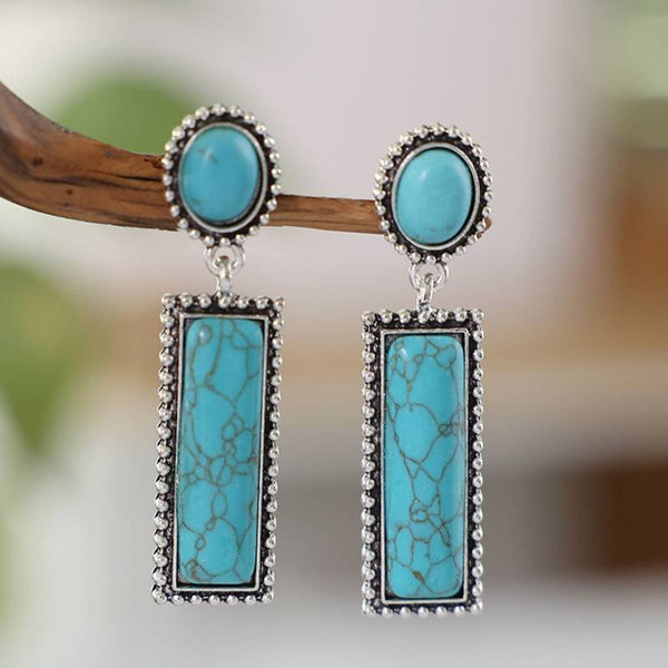 Native American Square Turquoise Earrings