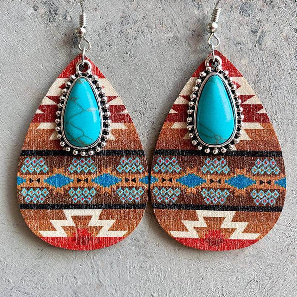 Western Turquoise Pendant Earrings