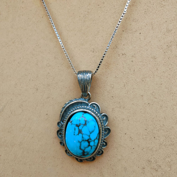 Vintage Turquoise Pendant Necklace – Southwestern Boho Jewelry for Women