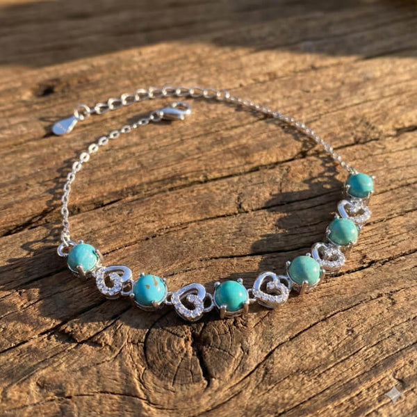 Vintage Turquoise Butterfly Bracelet – Silver Paperclip Chain & Floral Concho Design