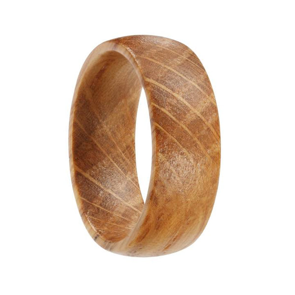 Mens Oak Gold Barrel Wood Band Ring