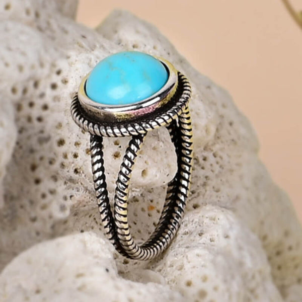 Women Western Round Turquoise Ring