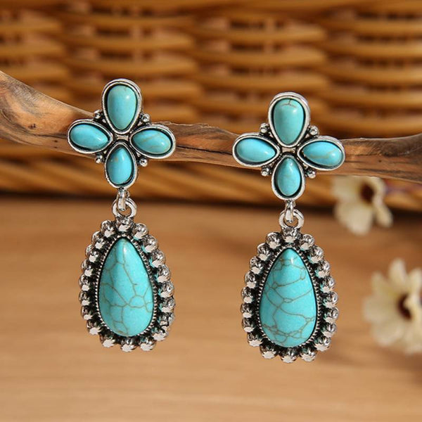 Native American Dangle Turquoise Chandelier Earrings