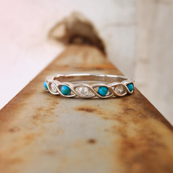 Sterling Silver Western Turquoise Diamond Engagement Rings