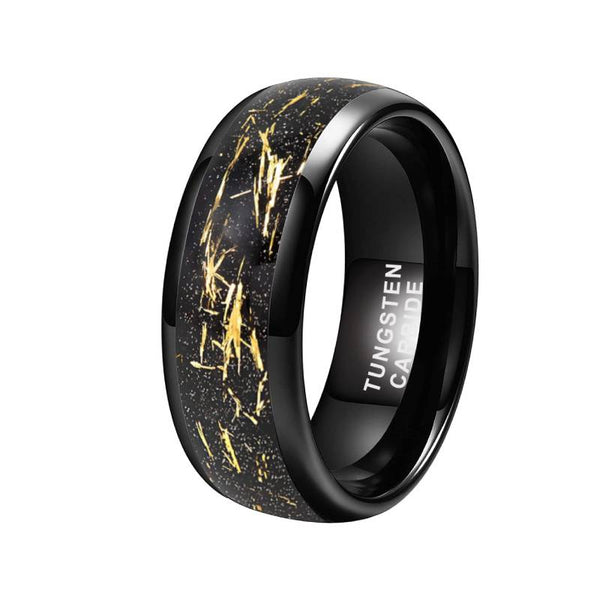 Mens Tungsten 18K Gold Foil Band Ring
