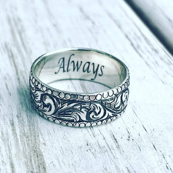 Always Promise Engraved Western Wedding Bands