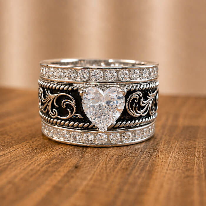 Heart western engagement ring