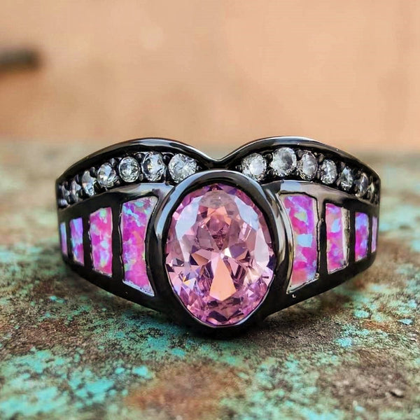 Purple Ladder Opal Engagement Ring