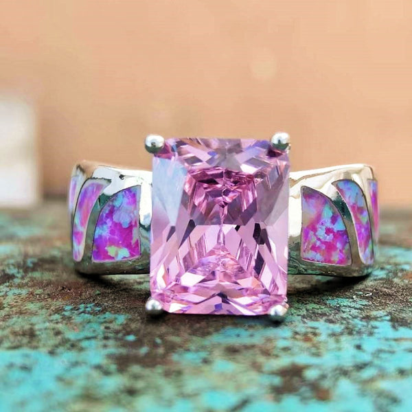 10KT Opal Diamond Engagement  Ring