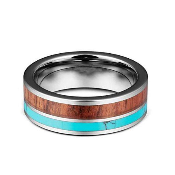 Wedding Ring with Wood & Turquoise