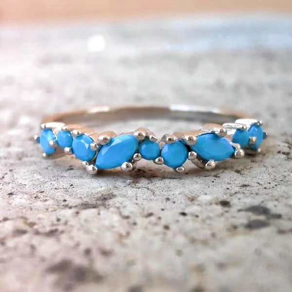 S925 Silver Marquise Cut Turquoise Ring