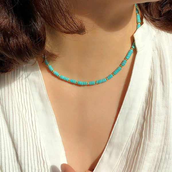 Turquoise Bead Clavicle Chain Necklace