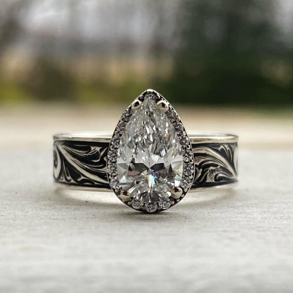 Women Flower Pear Cut Western Diamond Ring