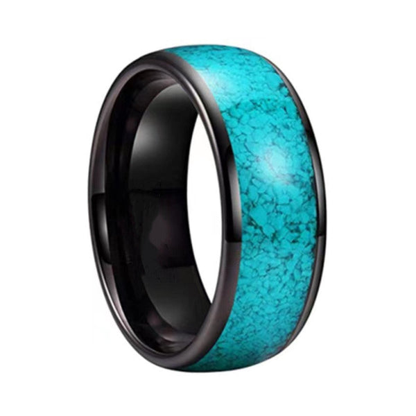 Crushed Turquoise Black Band Ring