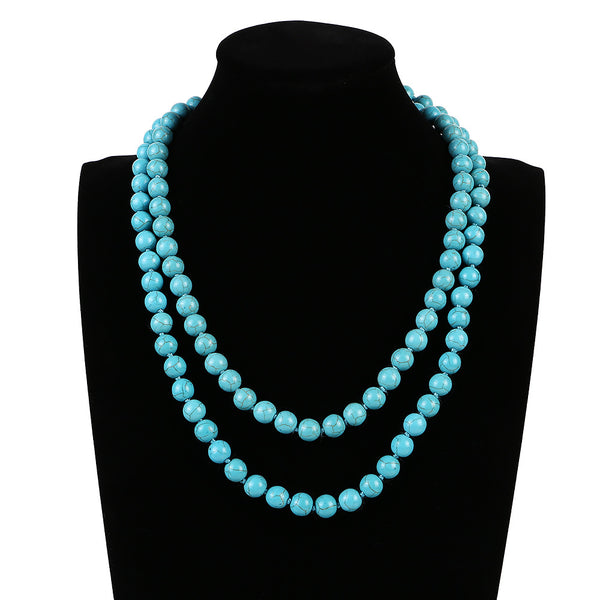 Double Turquoise Bead Necklace