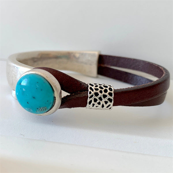 Leather & Turquoise Bracelet
