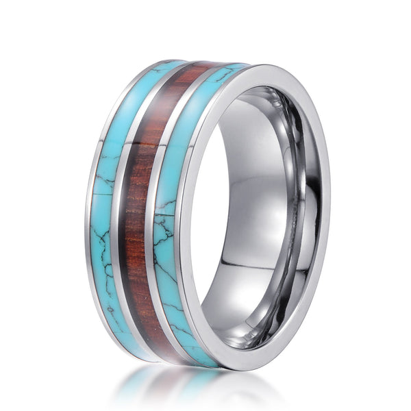 Turquoise Stainless steel Band Rings