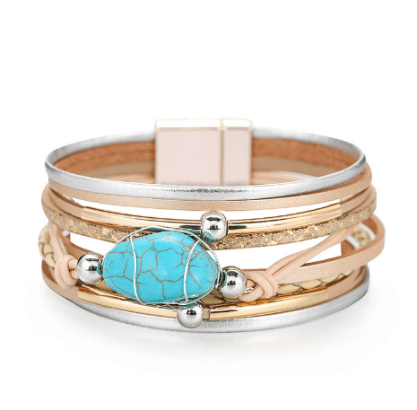 Leather Turquoise bracelet - zocavia