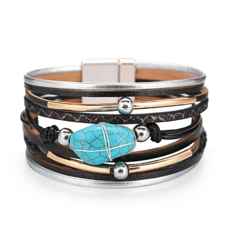 Leather Turquoise bracelet - zocavia