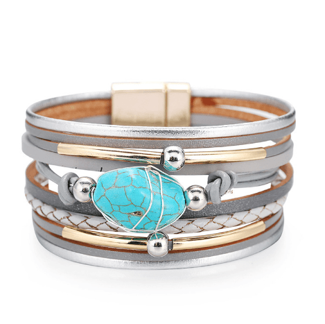 Leather Turquoise bracelet - zocavia