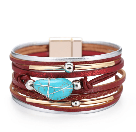 Leather Turquoise bracelet - zocavia